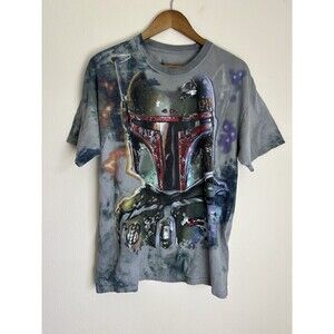 Disney Star Wars Boba Fett Tie Dye T-Shirt  All Over Graphic Print L Large Men’s